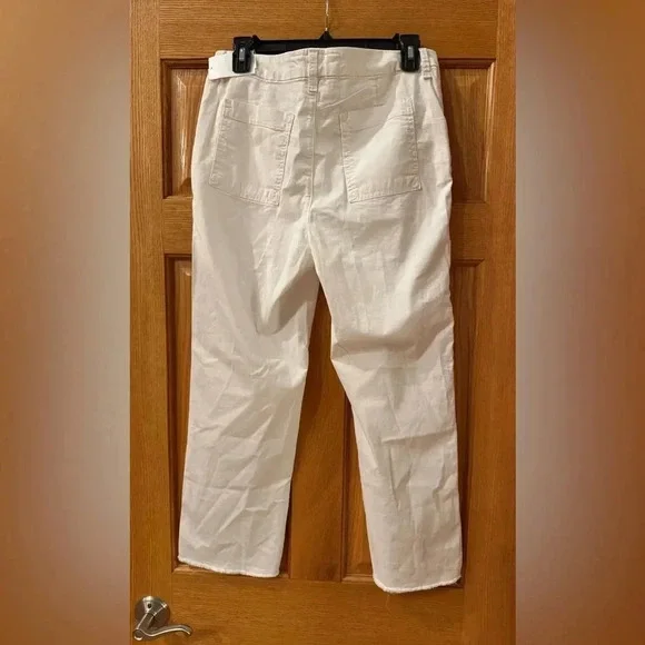 Frank & Eileen Blackstone Utility Pants Women 8 Chalk Italian Twill NWOT $298